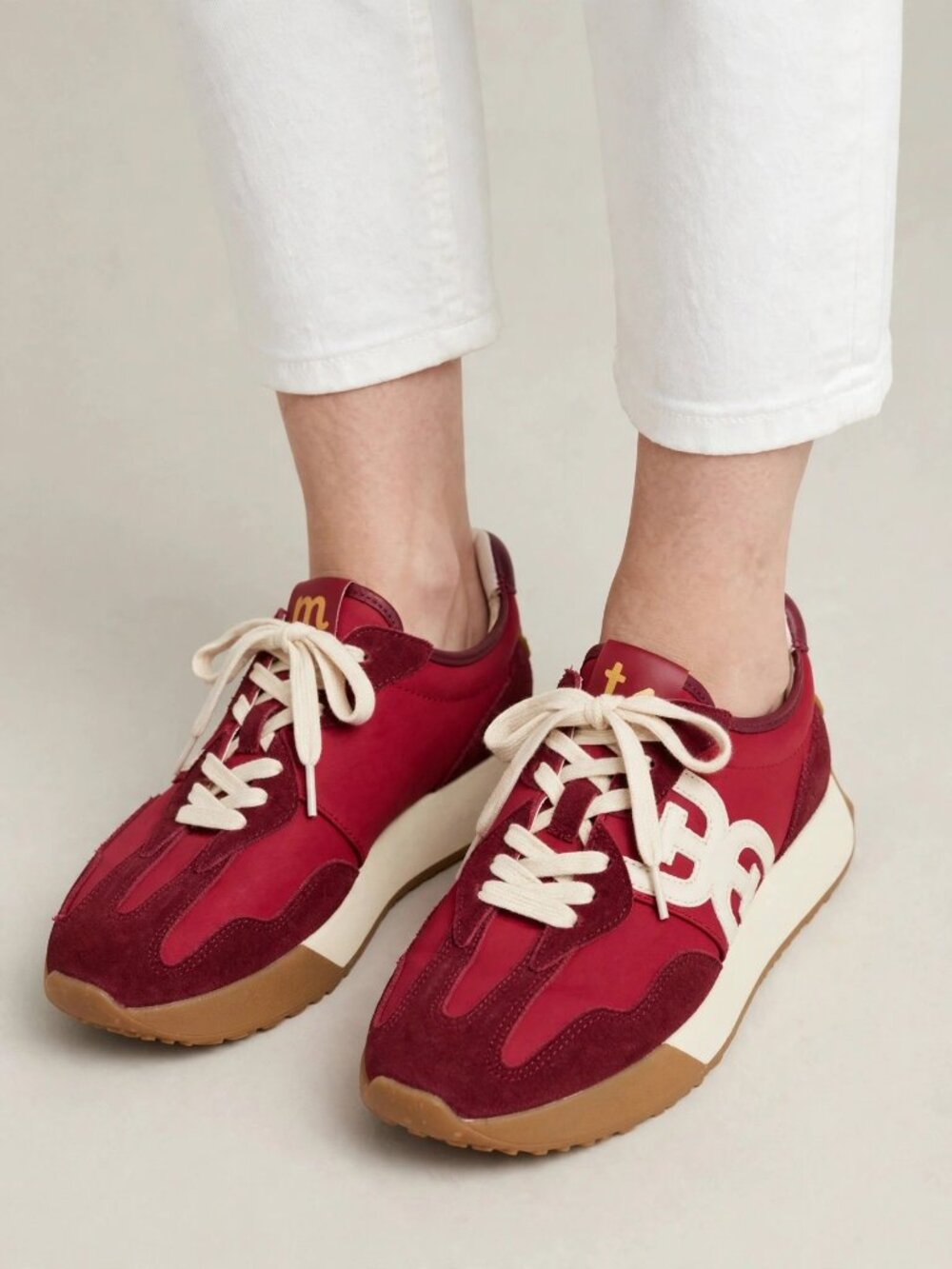 Sam Edelman Red Retro Sneakers 5.5 Worn Once Gum Sole